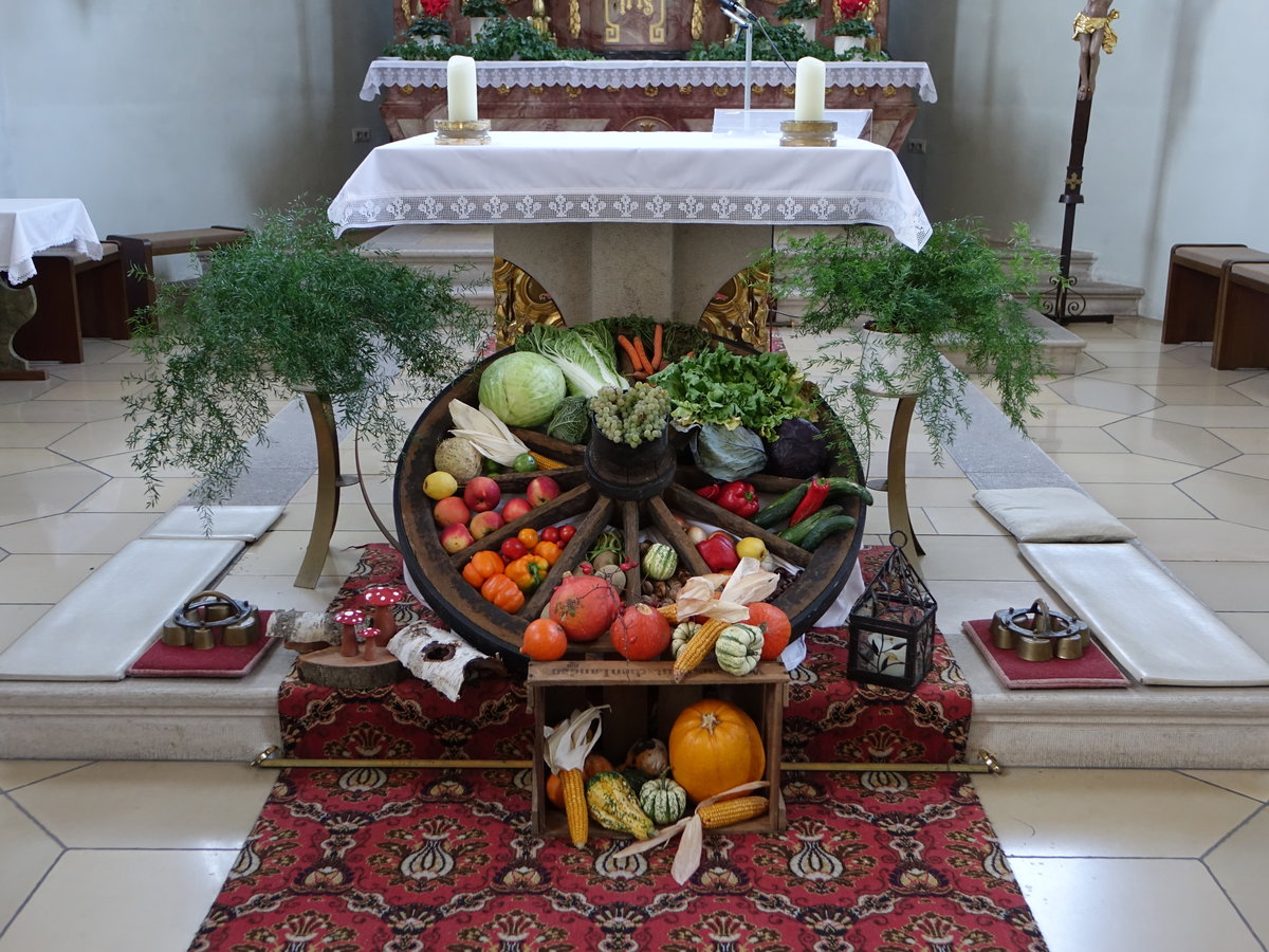 Dampfach, Erntedankaltar in der kath. Pfarrkirche St. Andreas (14.10.2018)