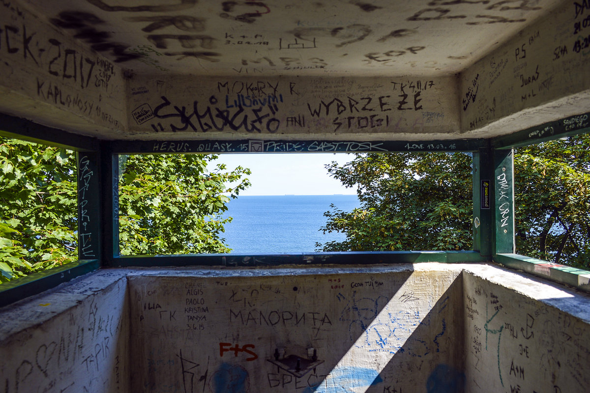 Danzig - Gdansk. Im Aussichtsturm auf der Halbinsel Westerplatte im nrdlichen Teil Danzigs. Aufnahme: 13. August 2019.