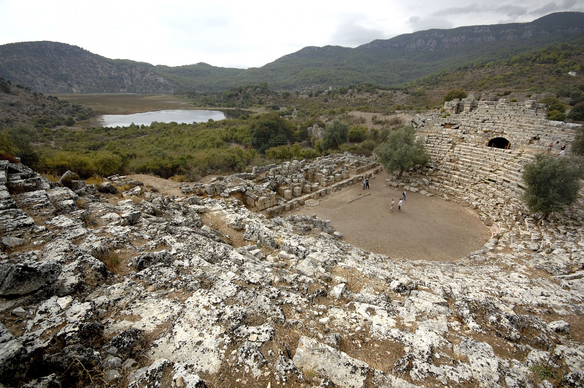 Das antike Kaunos-Theater in Dalyan. Aufnahme: Oktober 2010.