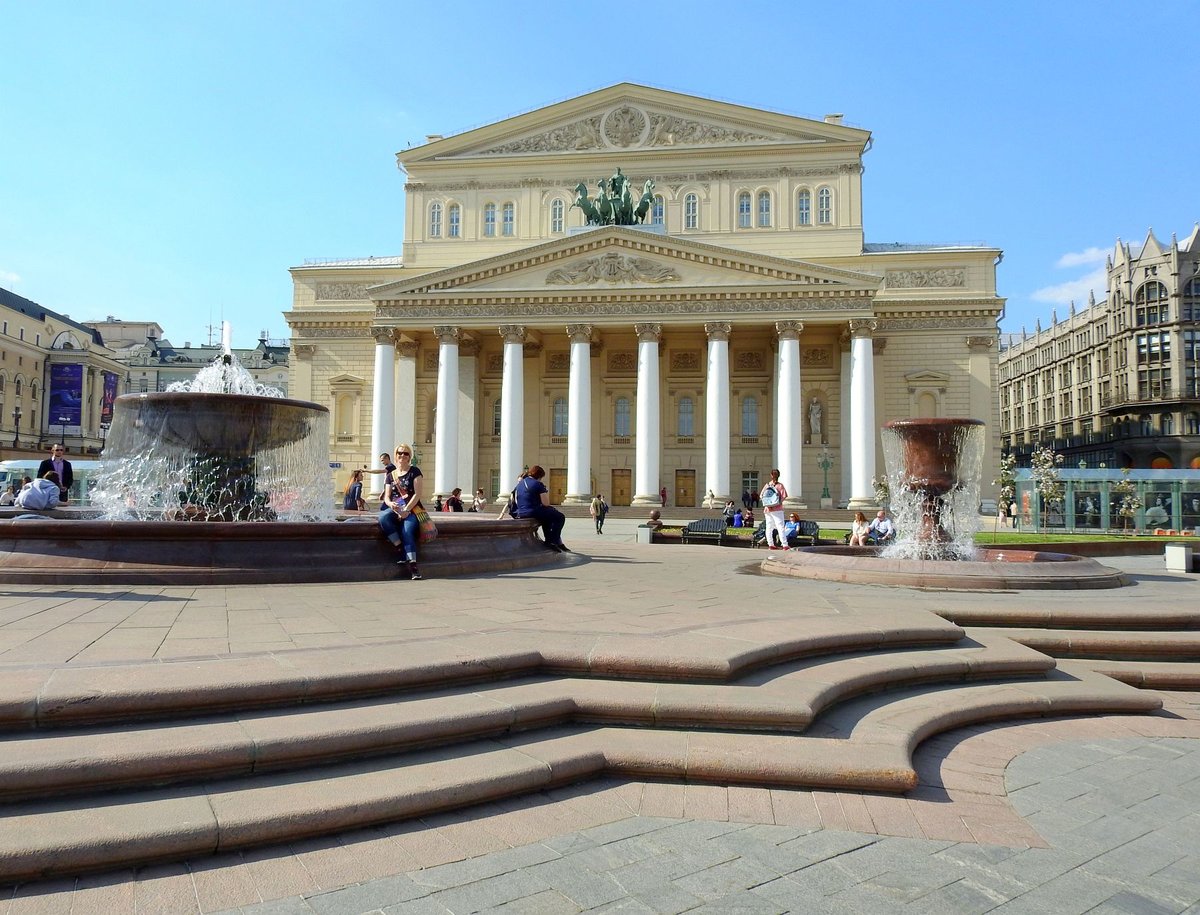 Das Bolschoi Theater in Moskau. Es wurde 1776 gebaut und bietet Platz für 1.800 Zuschauer. Foto vom 13.05.2018