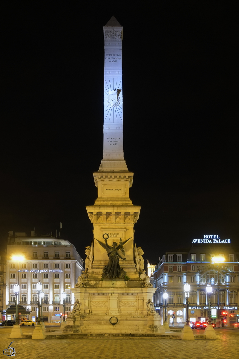 Das Denkmal des Restaurationskriegs (Monumento aos Restauradores) wurde 1886 eingeweiht. (Lissabon, Januar 2017)