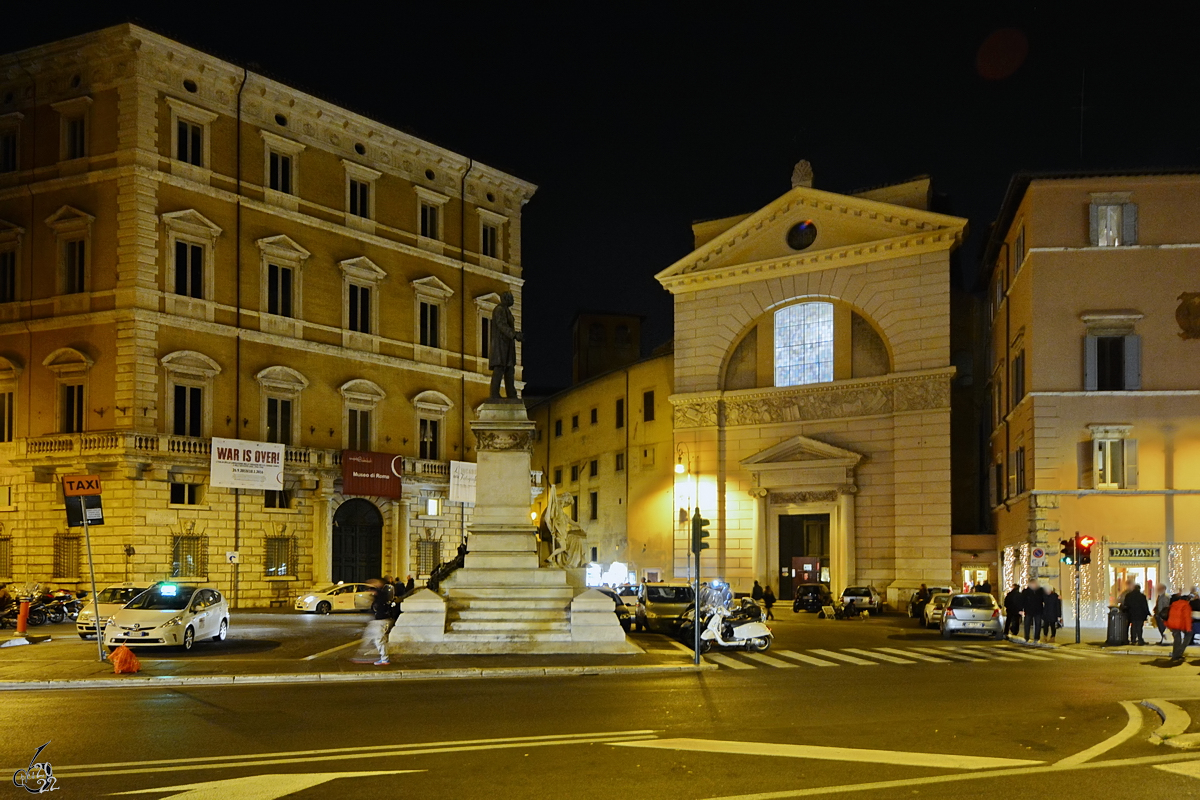 Das Denkmal fr den italienischen Politiker und zweimaligen Prsidenten des Ministerrats Italiens Marco Minghetti befindet sich auf dem Piazza di San Pantaleo, links dahinter das 1931 gegrndete Museo di Roma und die Kirche von San Pantaleo direkt nebenan.