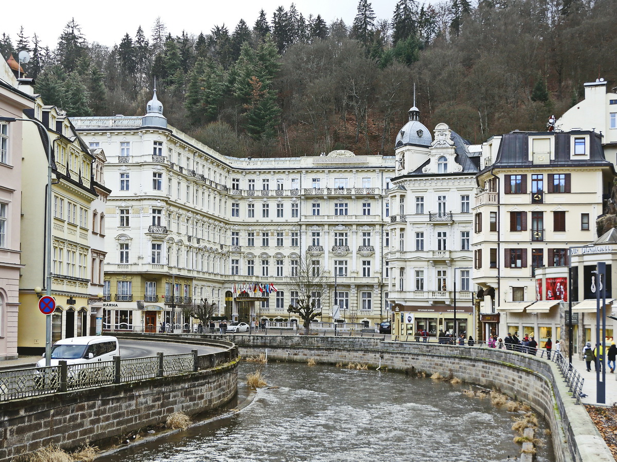 Das Grandhotel Pupp an der Tepl in Karlsbad am 22. Februar 2019