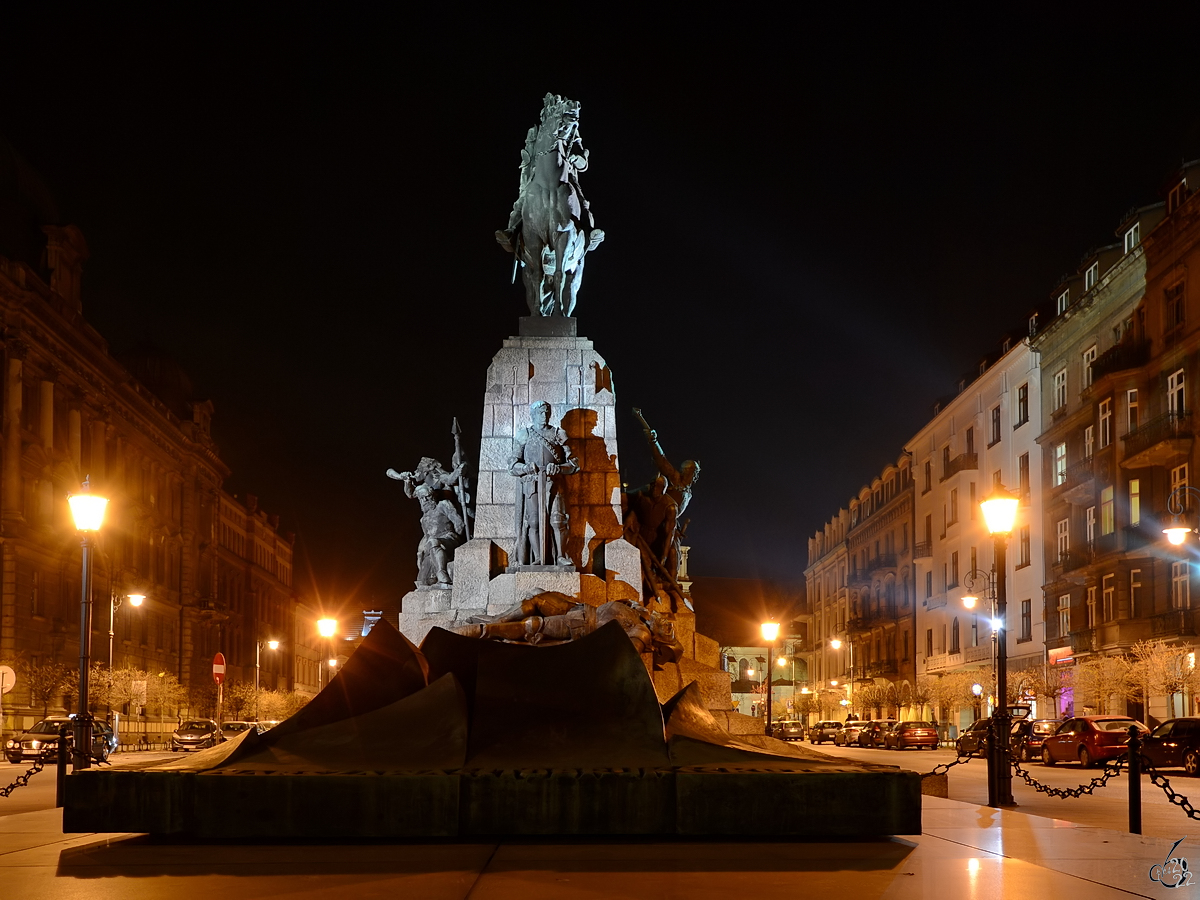 Das Grunwalddenkmal ist ein im November 1939 von den deutschen Besatzungstruppen zerstrte und 1976 wieder rekonstruiertes Reiterstandbild des Knigs Wladyslaw Jagiello II. in Krakau. (Mrz 2014)