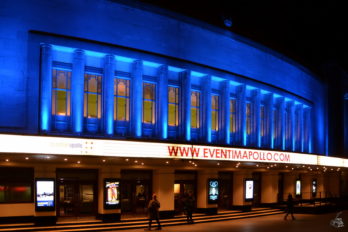 Das Hammersmith Apollo wurde im Jahr 1932 unter dem Namen  Gaumont Palace  erffnet und als Kino genutzt. (London, Februar 2015)