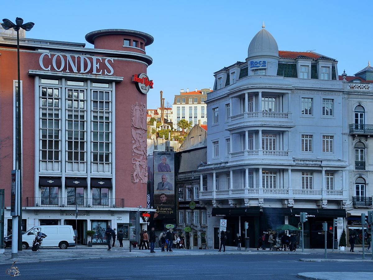 Das Hard Rock Cafe in Lissabon befindet sich im 1951 gebauten Gebude des ehemaligen Cinema Condes. (Januar 2017)