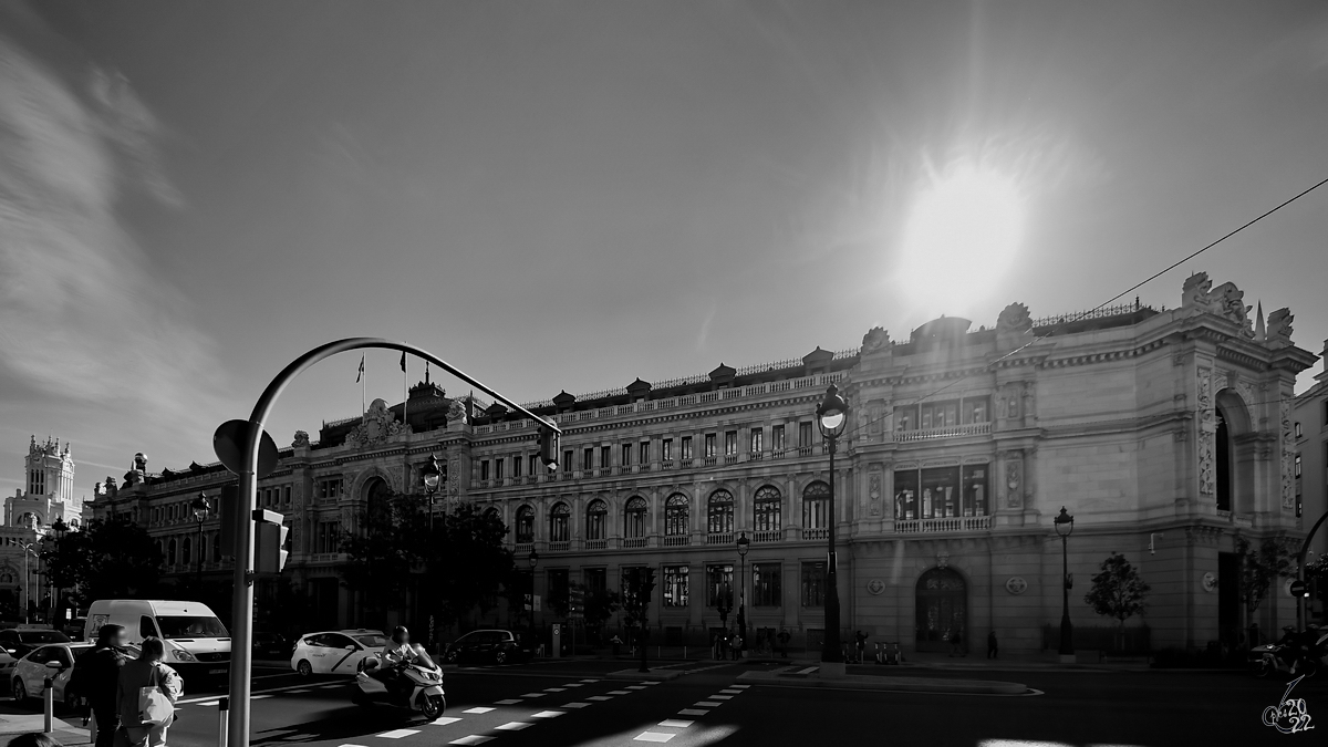 Das Hauptgebude der spanischen Zentralbank (Banco de Espaa) wurde zwischen 1884 und 1891 erbaut. (Madrid, November 2022)