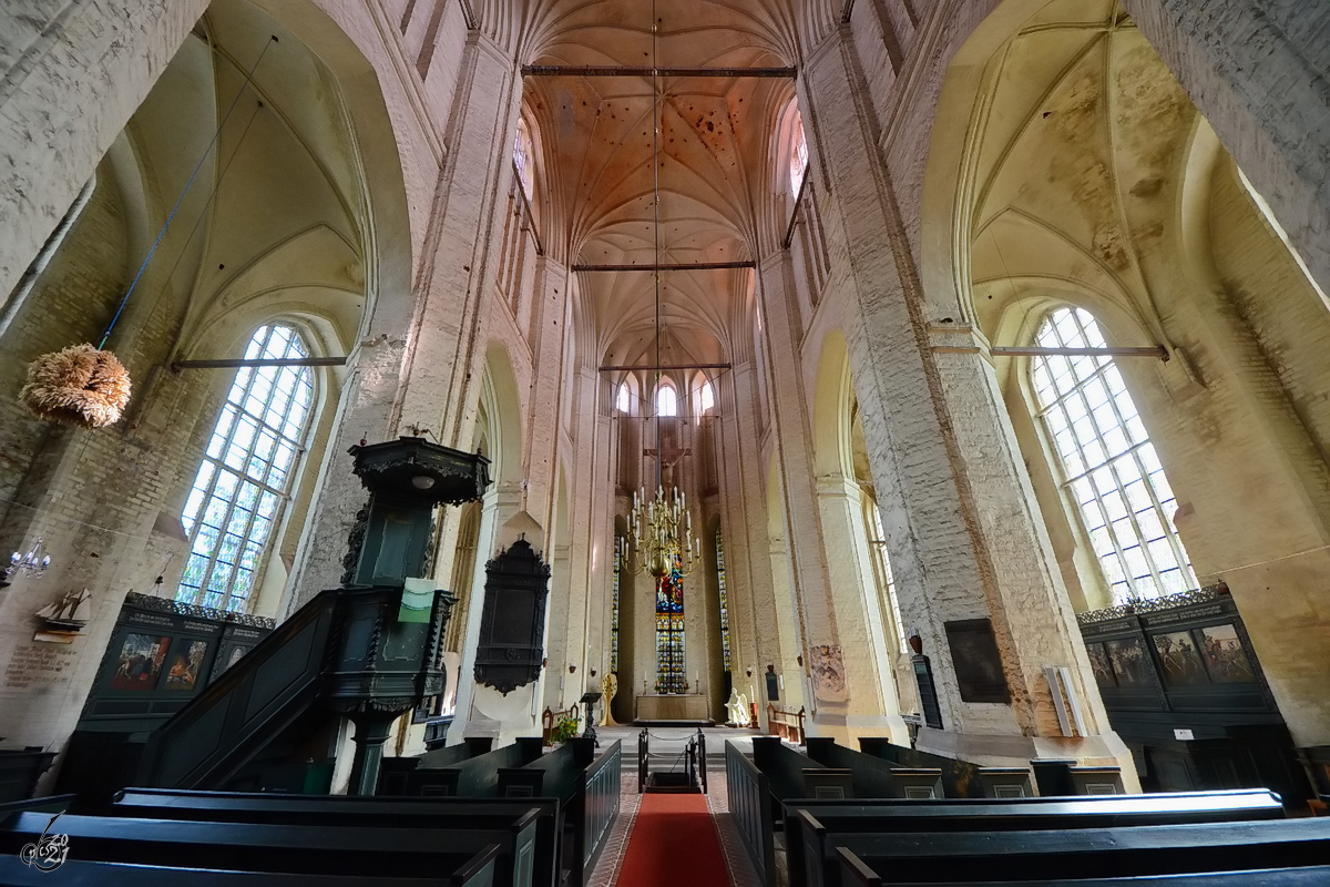 Das Hauptschiff der St.-Petri-Kirche in Wolgast, von Westen aus gesehen. (August 2013)