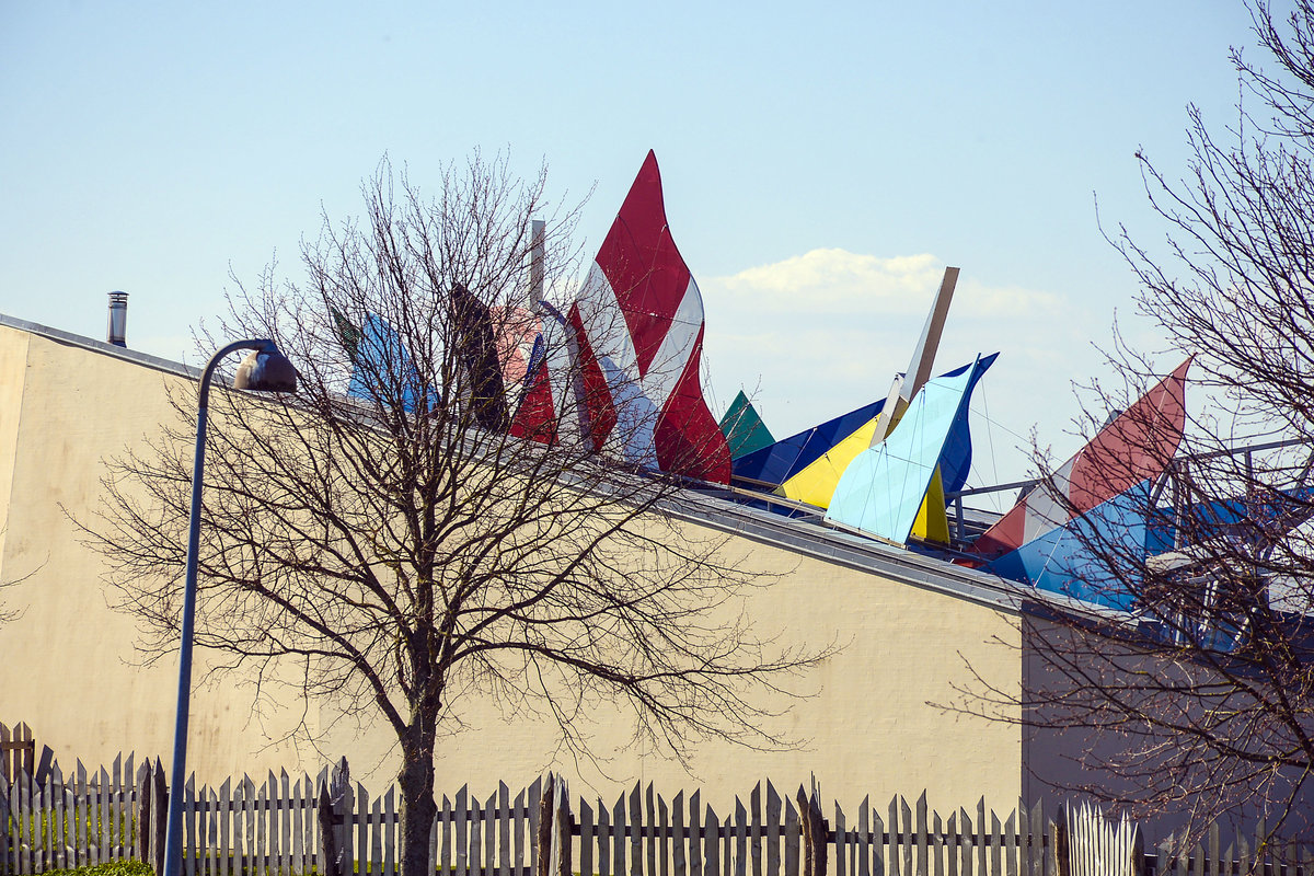 Das Historiecenter Dybbl Banke (deutsch Geschichtszentrum Dppeler Anhhe) ist ein Museum und ein Geschichtspark an den Dppeler Schanzen in der Nhe der dnischen Stadt Snderborg (Sonderburg). Aufnahme: 20. April 2021.