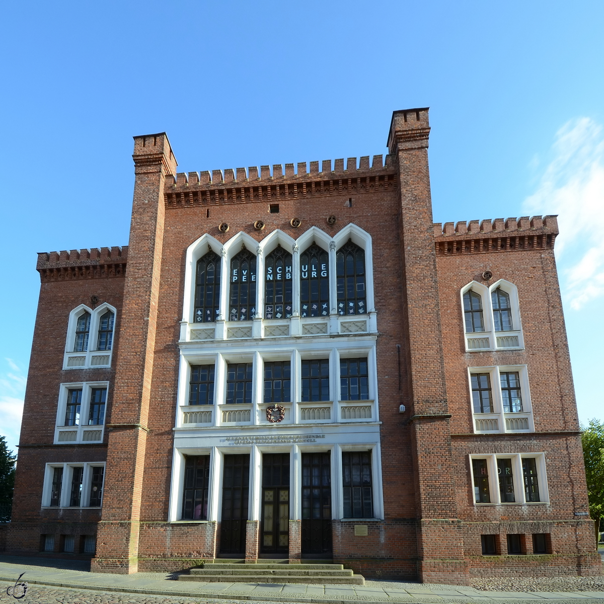 Das historisches Gebude der Evangelischen Schule Peeneburg wurde von 1850 – 1852 im neugotischen Stil erbaut. (Anklam, August 2013)