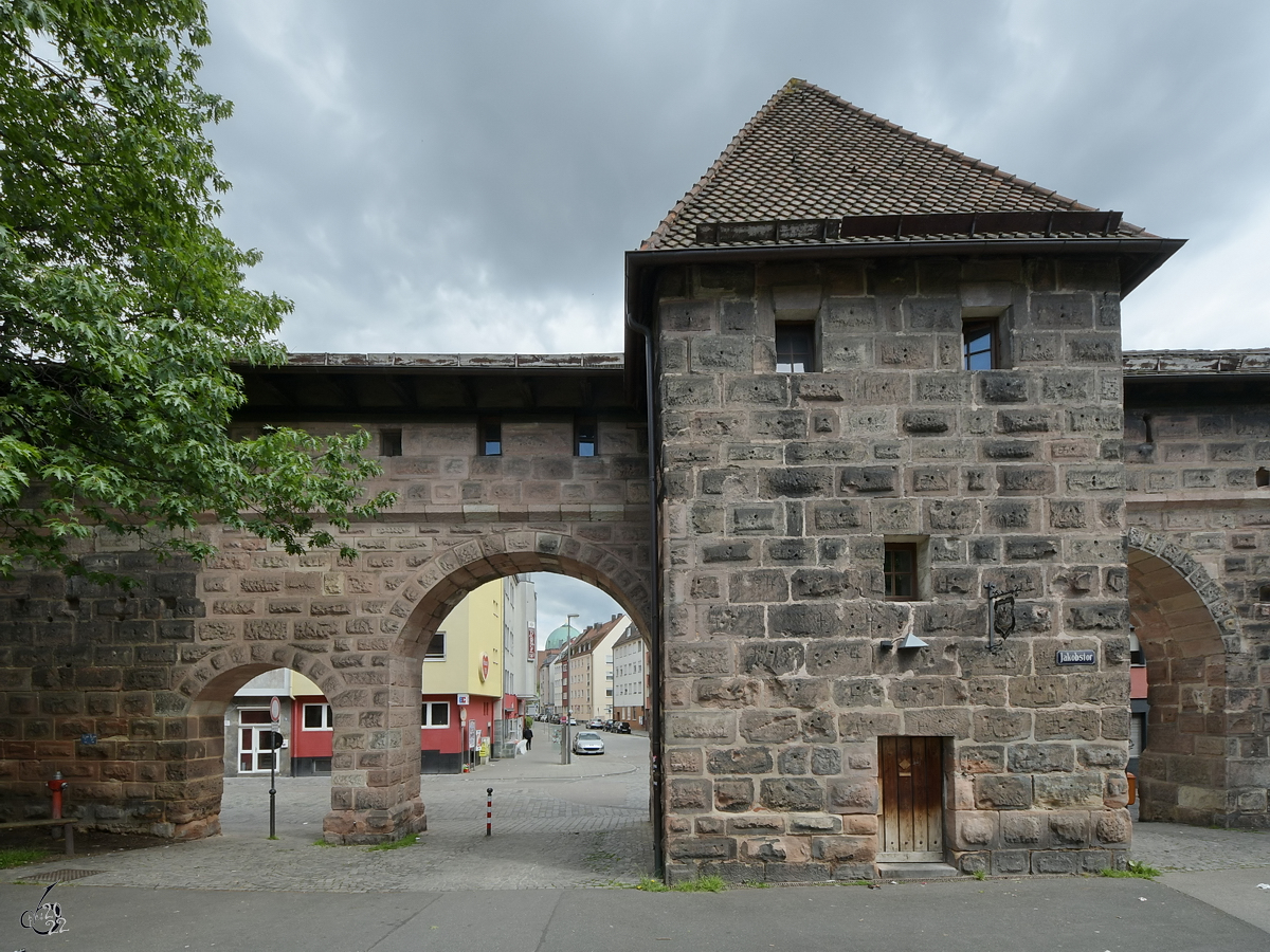 Das Jakobstor befindet sich zwischen Frbertor und Spittlertor. (Nrnberg, Mai 2017)