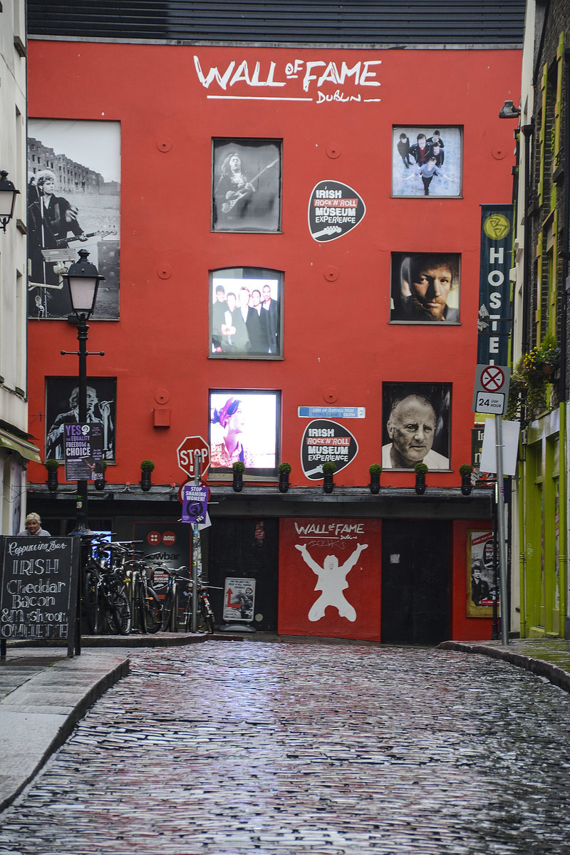 Das Musikmuseum Wall of Fame im Dubliner Kulturviertel Temple Bar.
Aufnahme: 11. Mai 2018.
