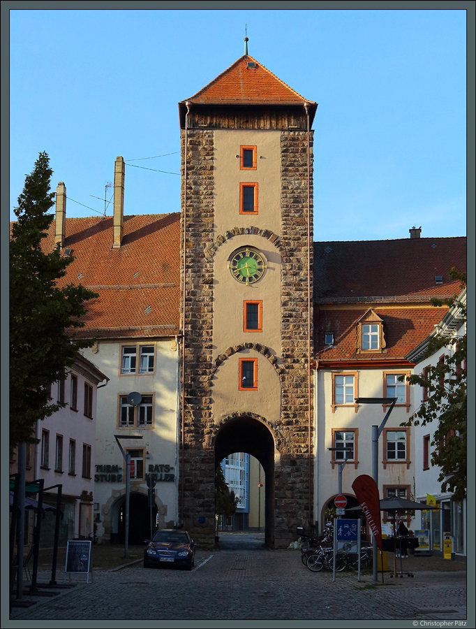 Das obere Tor in Villingen wurde wahrscheinlich im 15. Jahrhundert errichtet und sicherte die Altstadt gen Norden. (Villingen, 02.10.2023)