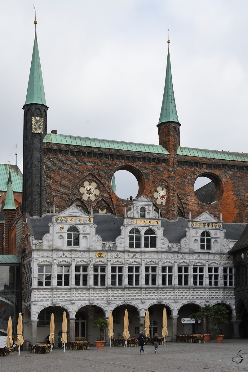 Das sptgotische Rathaus in Lbeck. (April 2019)