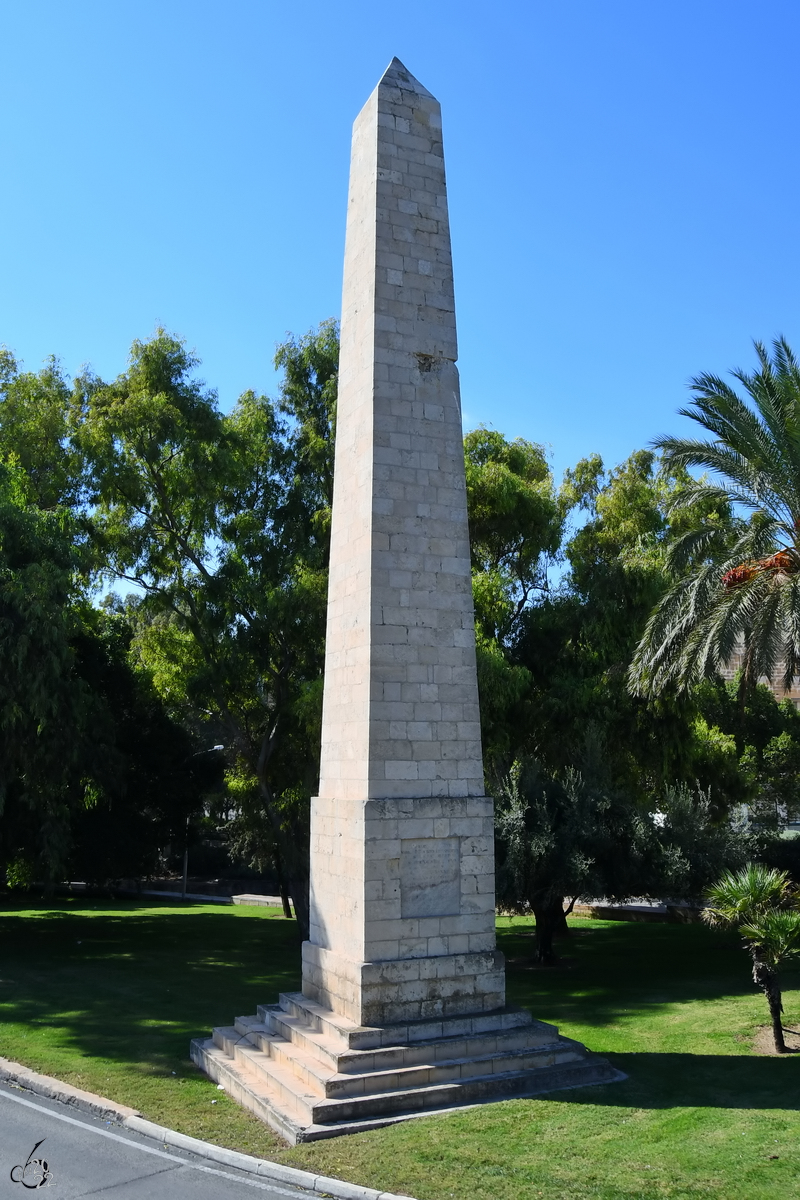 Das Spencer Monument ist ein im Jahre 1831 erbauter Obelisk auf Malta. (Oktober 2017)