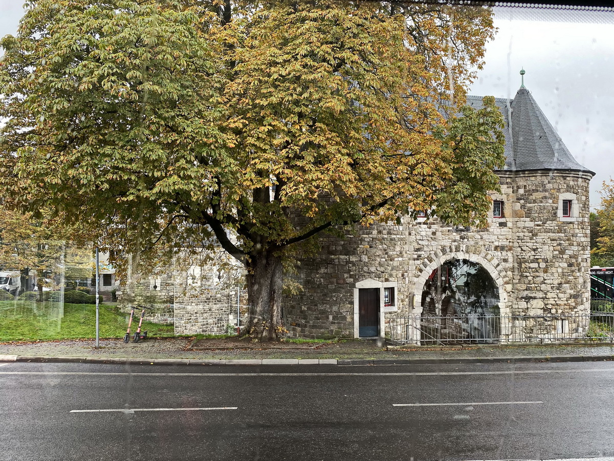 Das berwachsenen Marschiertor in  Aachen am 09. Oktober 2020 im Regen.