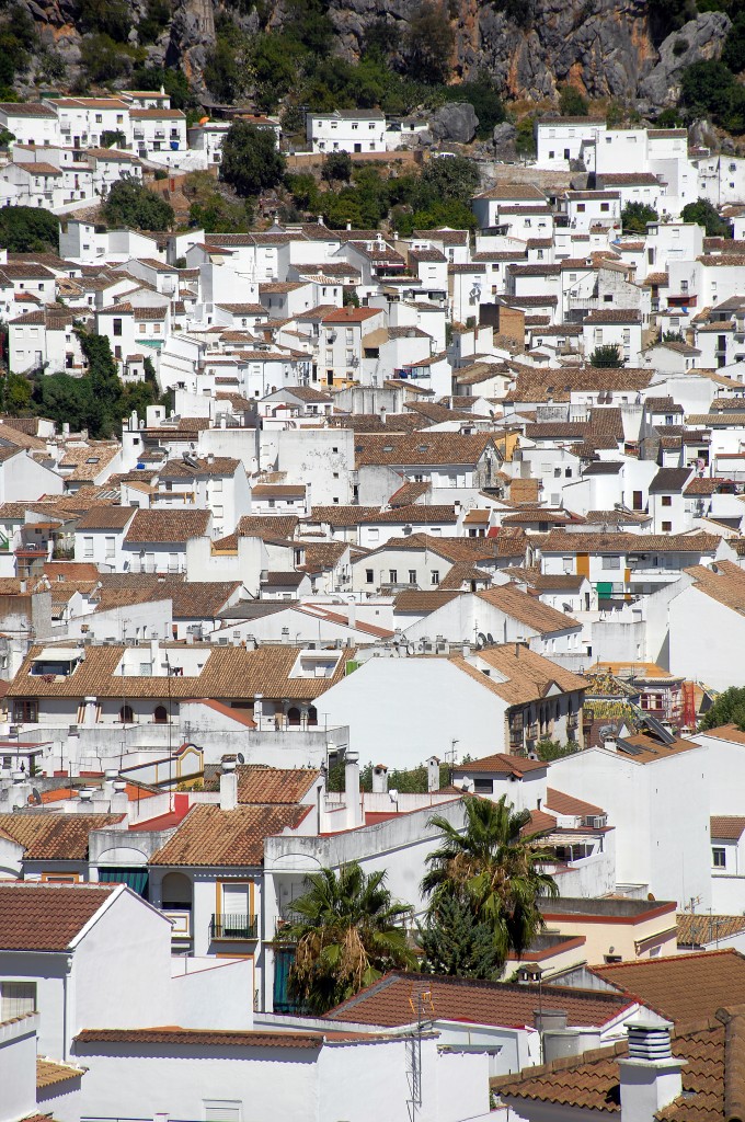 Das weisse Dorf Ubrique - Typisch fr die Weien Drfer in Andalusien sind die wei gekalkten Huser und die schmalen, verwinkelten Gassen, wie sie in hnlicher Form auch in Nordafrika zu finden sind. Aufnahme: Juli 2014.