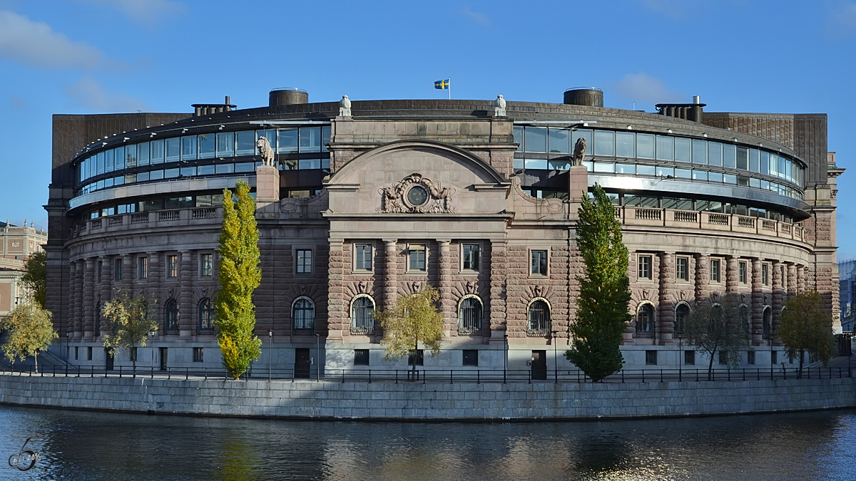 Das zwischen 1897 und 1905 erbaute Reichstagsgebäude in Stockholm. (Oktober 2011)
