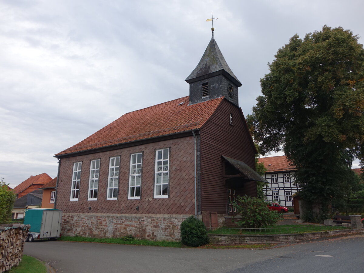 Dassensen, evangelische Dorfkirche, klassizistische rechteckige Saalkirche, erbaut 1800 (29.09.2023)