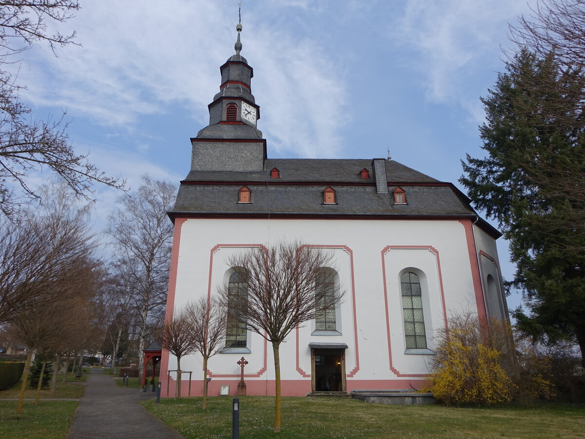 Dauborn, evangelische Kirche in der Nassauer Strae, erbaut 1756 (20.03.2022)