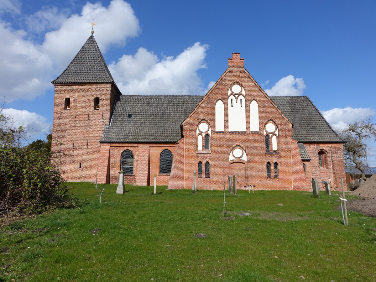 Daverden, evangelische St. Sigismund Kirche, Backsteinkirche aus dem 14. Jahrhundert (27.03.2026)