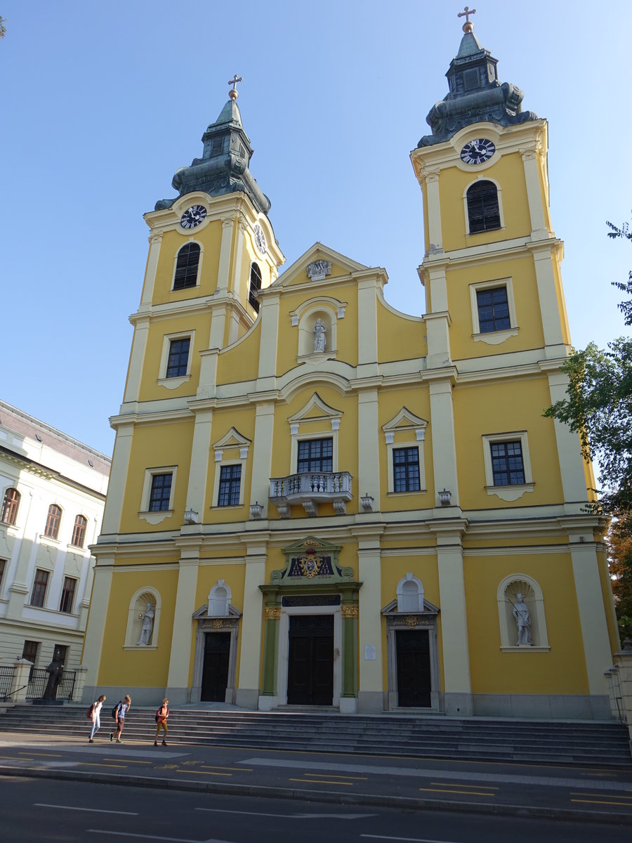 Debrecen, St. Annen Kirche, erbaut von 1721 bis 1746 durch Giovanni Battista Carlone, Kirchtrme erbaut 1834 durch Ferenc Povolny (05.09.2018)