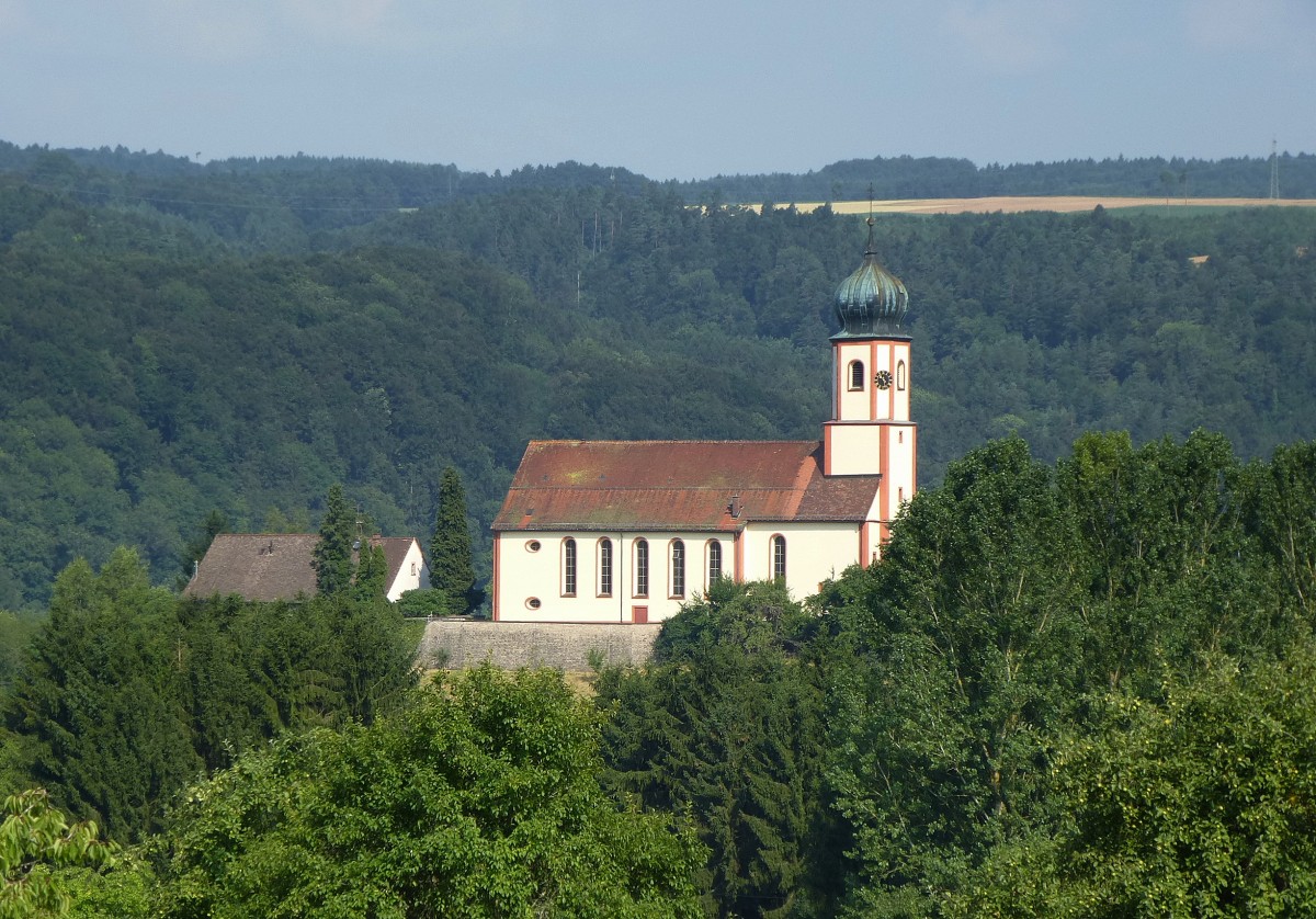 Degernau im Klettgau, die katholische Kirche Maria Himmelfahrt, erbaut 1712-15, Aug.2013