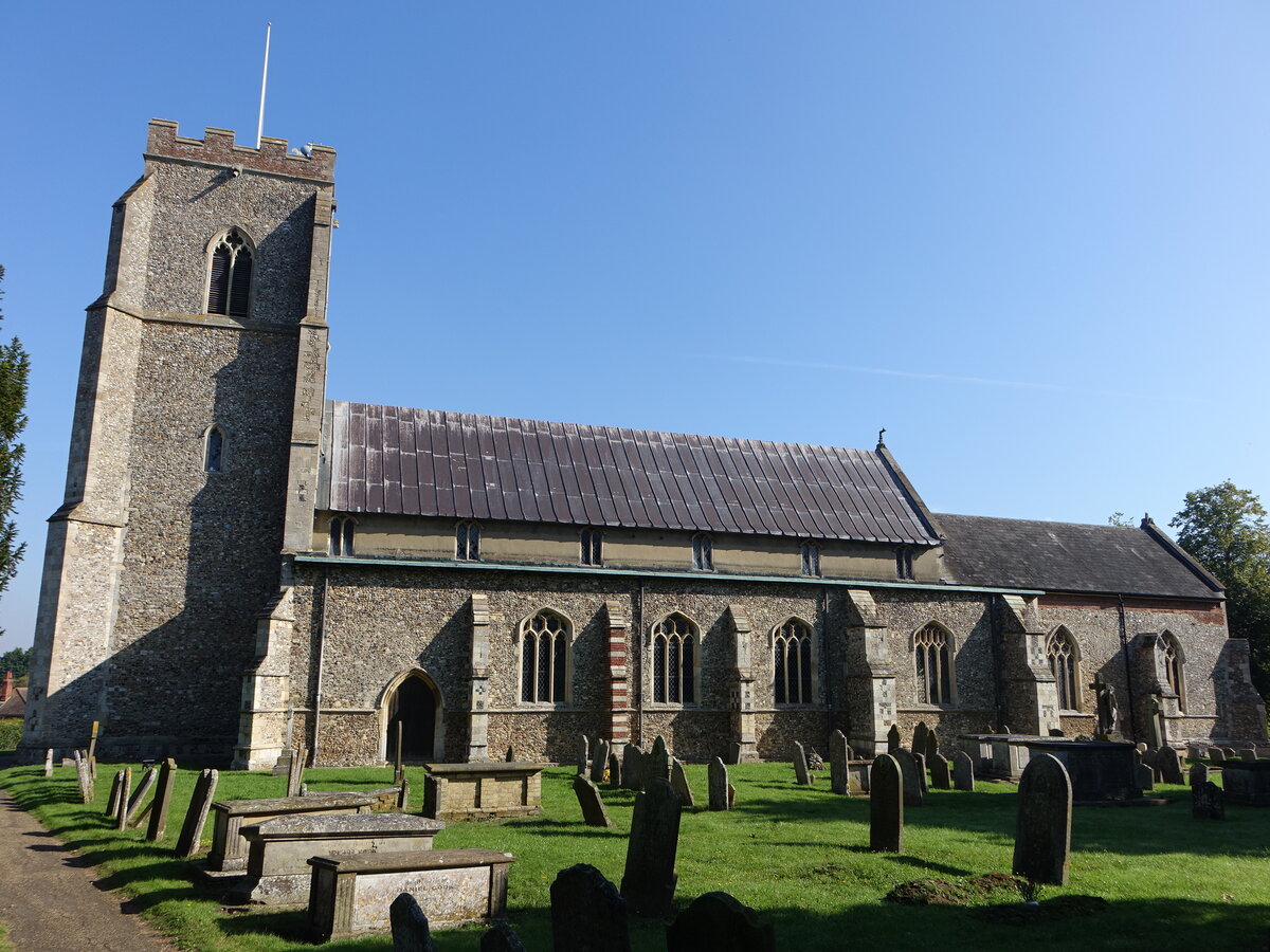 Dennington, Pfarrkirche St. Mary, erbaut im 14. Jahrhundert (07.09.2023)