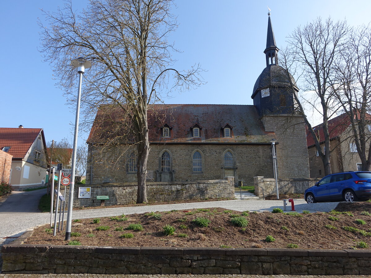 Denstedt, evangelische Kirche, erbaut im 18. Jahrhundert (09.04.2023)
