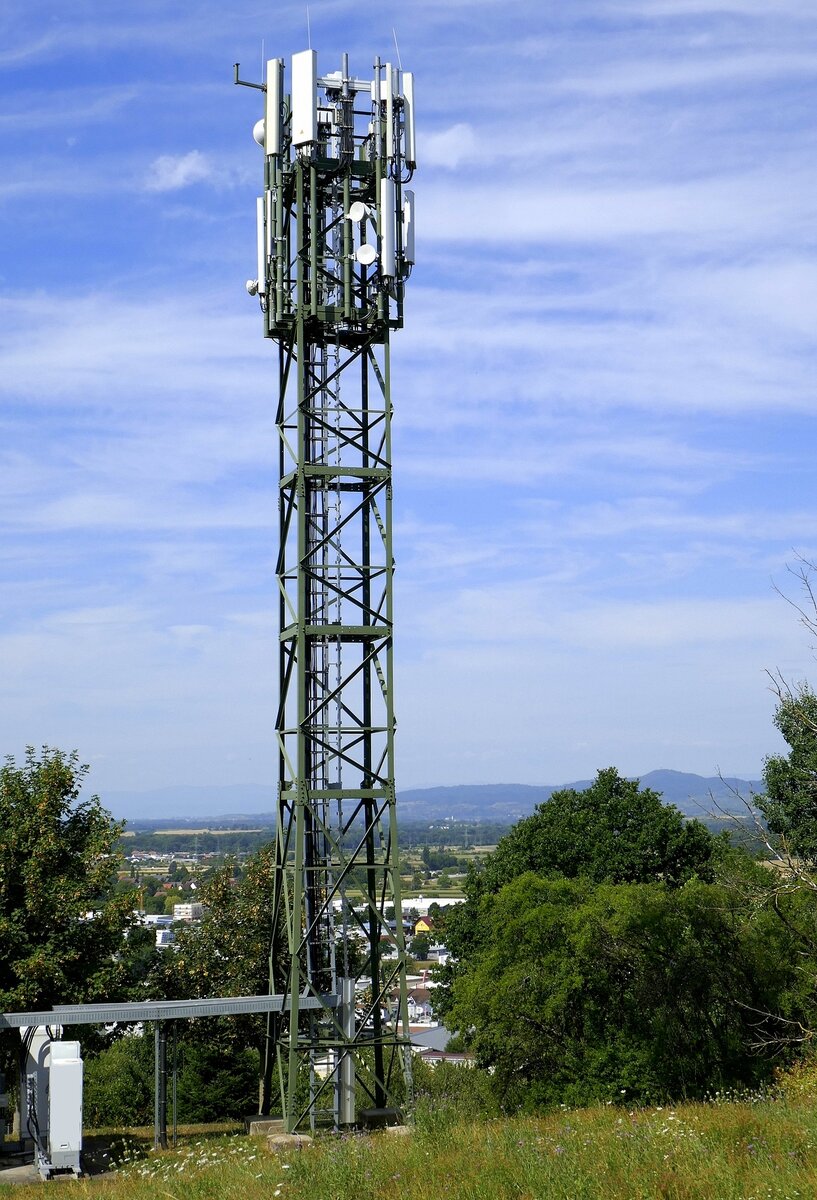 Denzlingen, der Sendeturm auf dem Mauracher Berg, Juli 2022