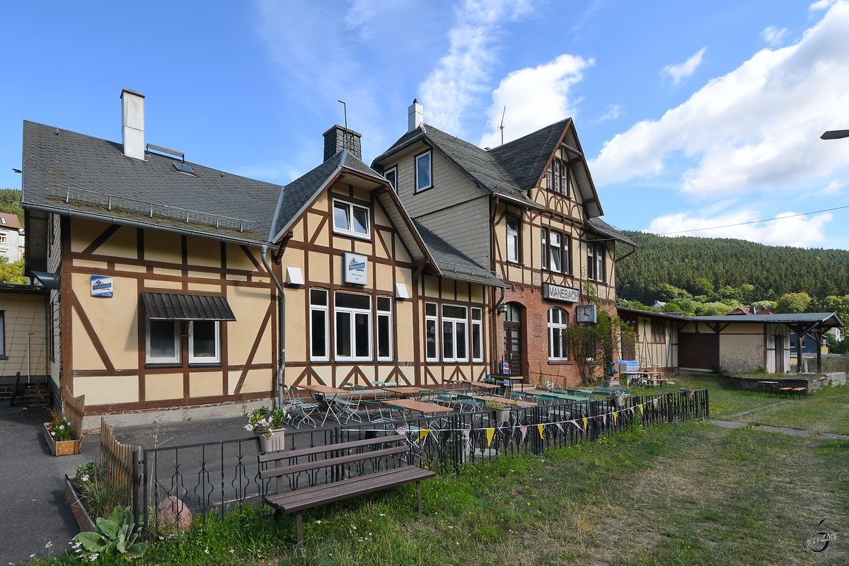Der Bahnhof des thringischen Ortes Manebach. (August 2018)
