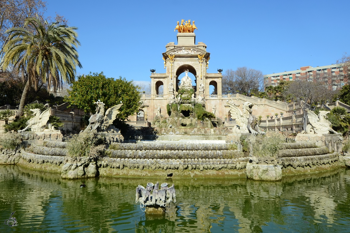 Der  Font de la Cascada  wurde zwischen 1875 und 1881 fr die Universalausstellung 1888 gebaut. (Barcelona, Februar 2013)
