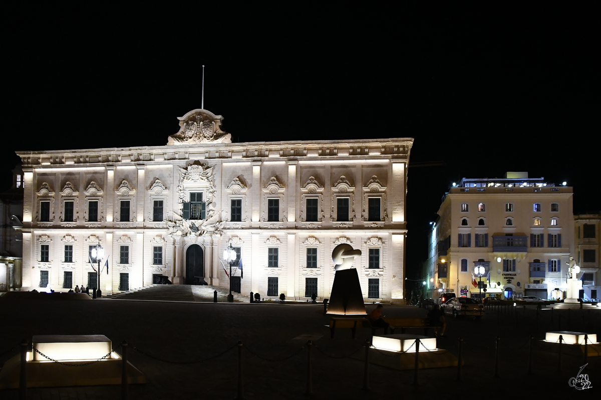 Der jetzige Amtssitz des Premierministers von Malta wurde in den 1740er-Jahren im barocken Stil erbaut. (Oktober 2017)