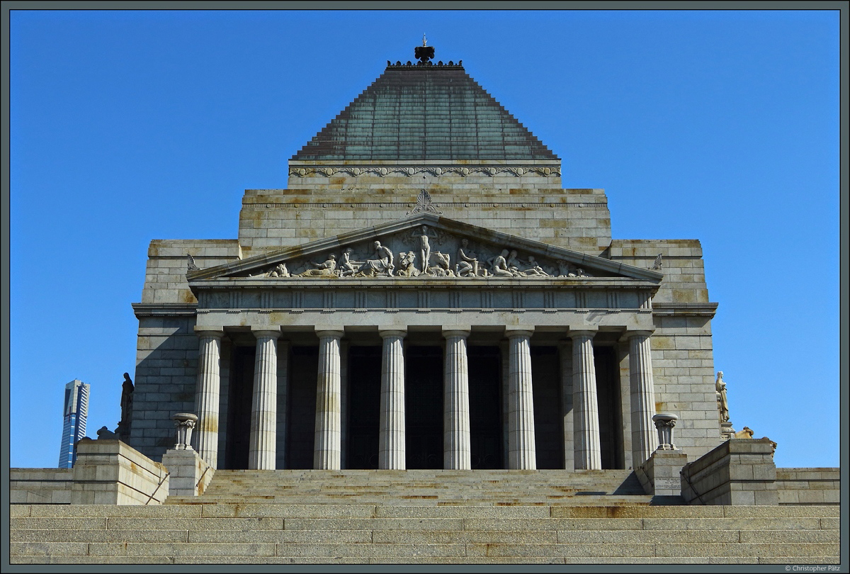 Der Shrine of Remembrance, Kriegerdenkmal fr die Gefallenen des Ersten Weltkrieges, in Melbourne. (29.12.2019)