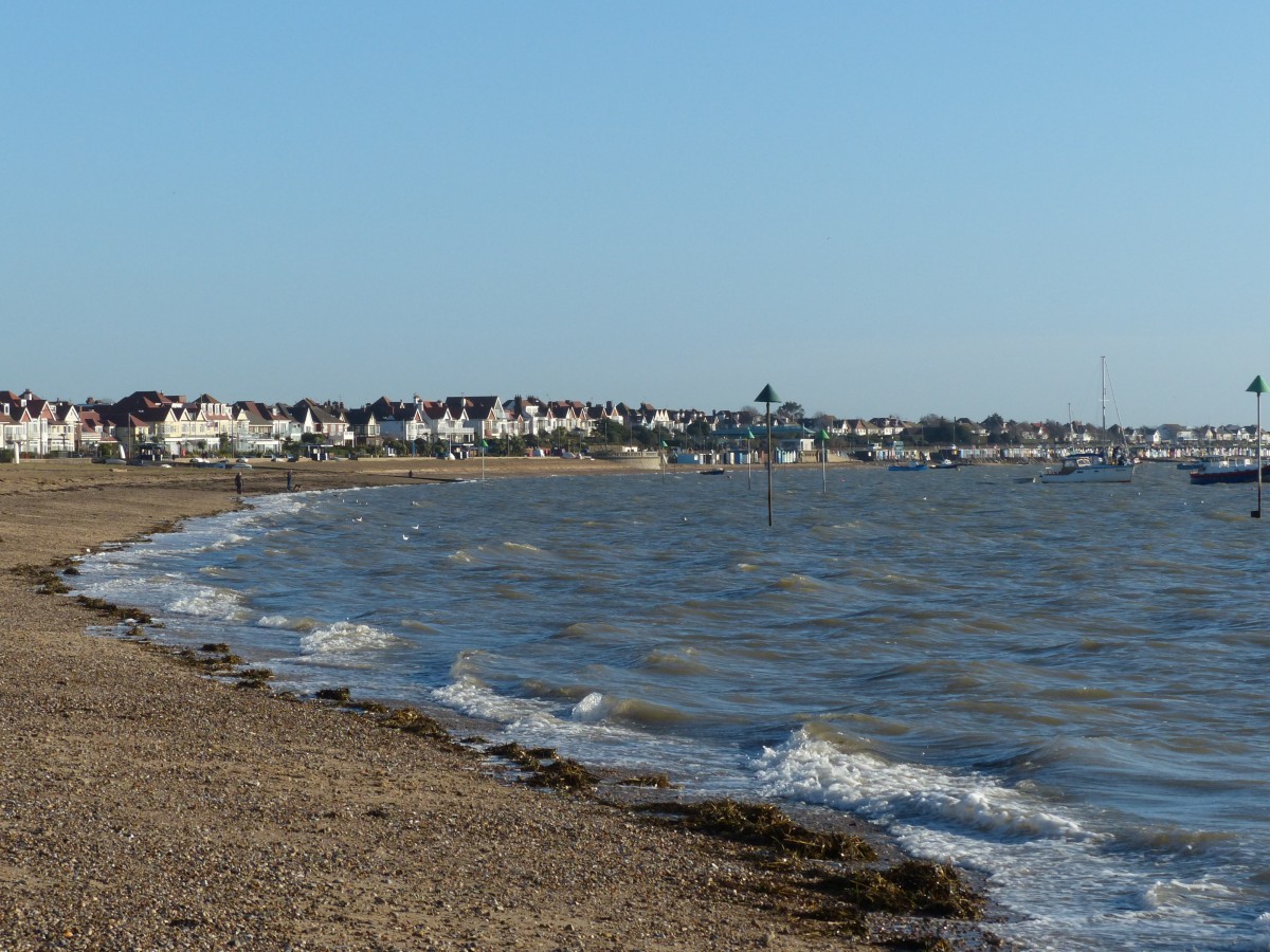 Der Strand von Southend-on-Sea mit Blick in Richtung Shoeburyness. 2.1.2014