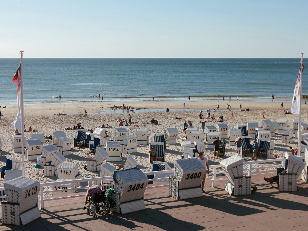 Der Strand von Westerland (Sylt) am 13. August 2015.