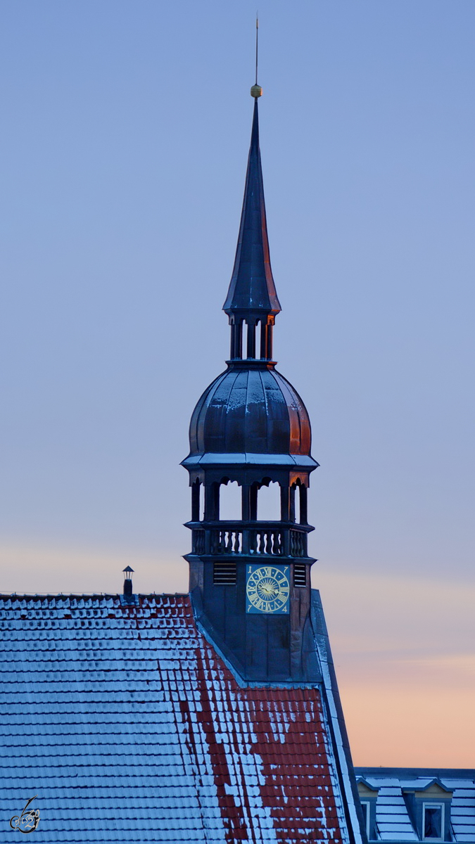 Der Turm der Kirche des Heilgeisthospitales zu Stralsund. (Dezember 2014)