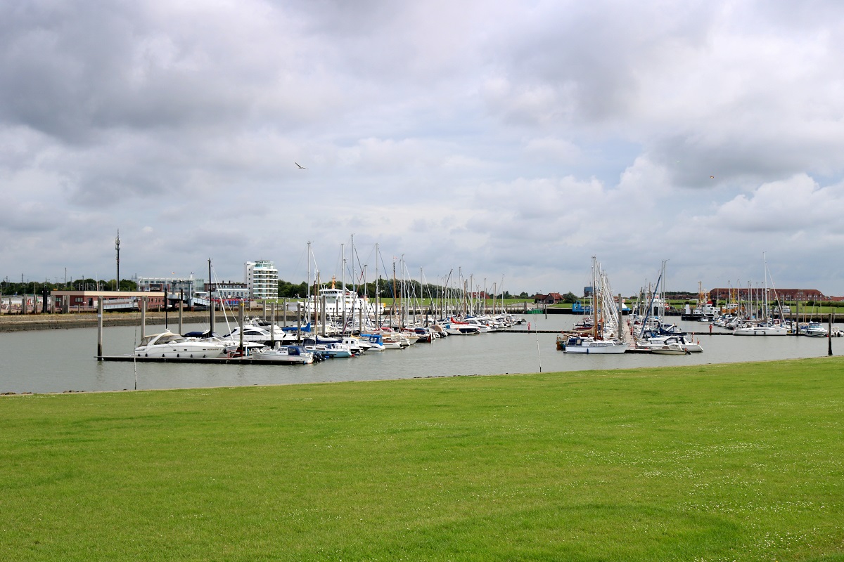 Der Westhafen von Norddeich bei Niedrigwasser. [24.7.2017 - 16:57 Uhr]