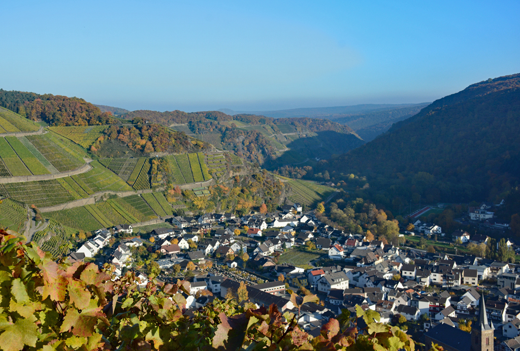 Dernau im Ahrtal mit Blick nach Osten in Richtung Ahrweiler - 27.10.2015