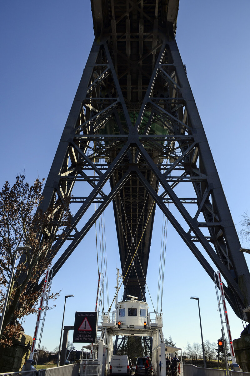 Detailaufnahme der Rendsburger Hochbrcke. Die Brcke wurde zwischen 1911 und 1913 erbaut. Aufnahme: 7. Mrz 2022.