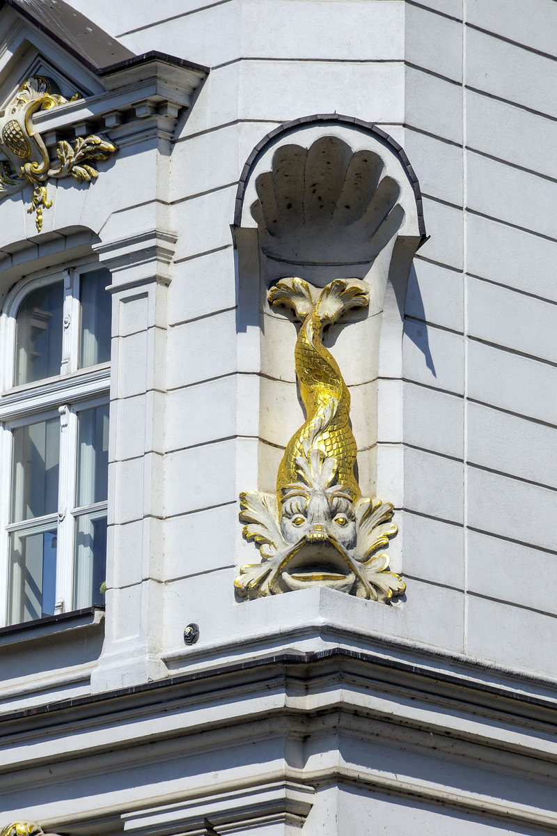 Detailaufnahme vom Stadtmuseum (frher: Mllerpalais) in Koszalin (Kslin). Aufnahme: 16. August 2020.