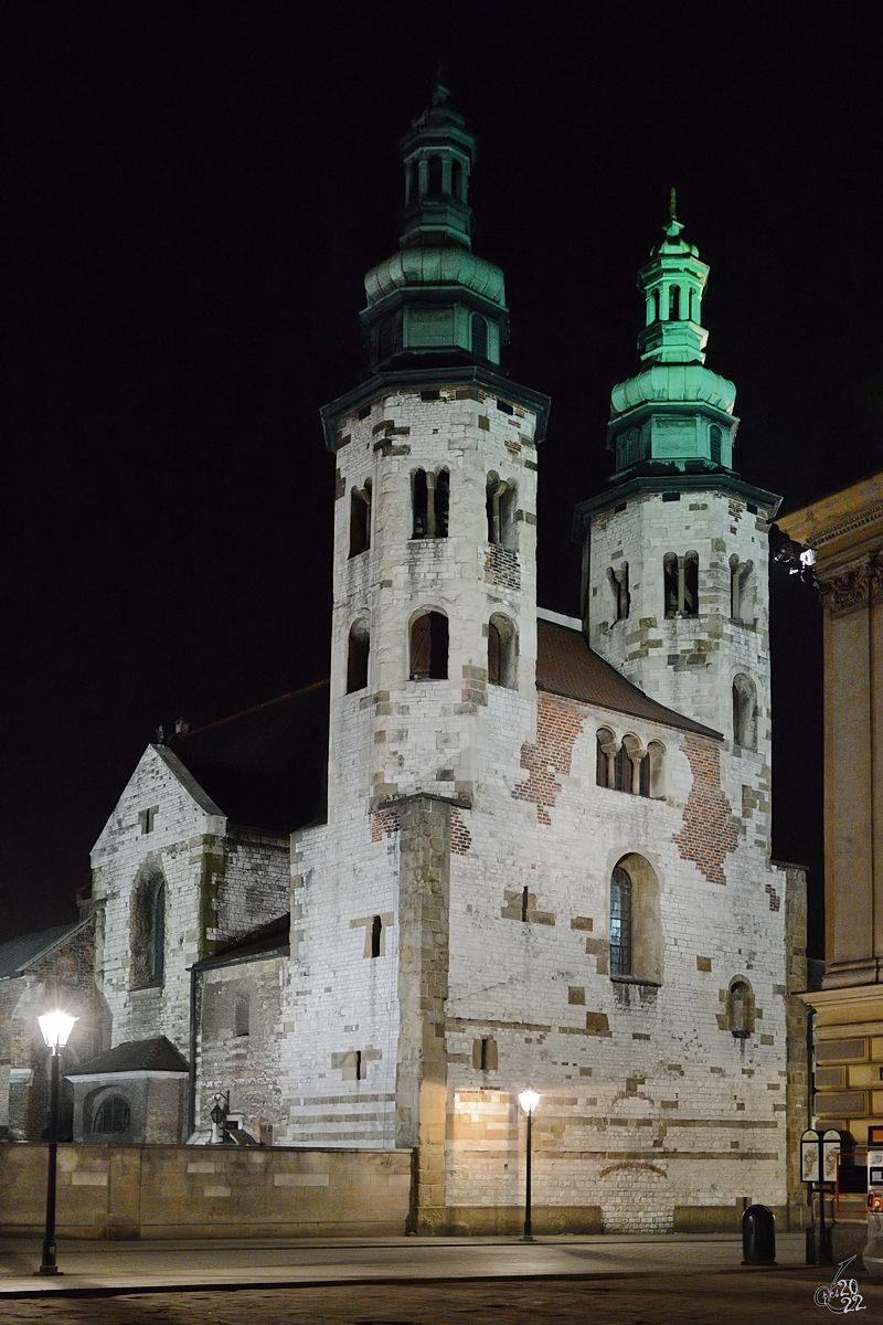 Die Andreaskirche wurde ursprnglich im romanischen Stil erbaut und erhielt Mitte des 17. Jahrhunderts barocke Trme. (Krakau, Mrz 2017)
