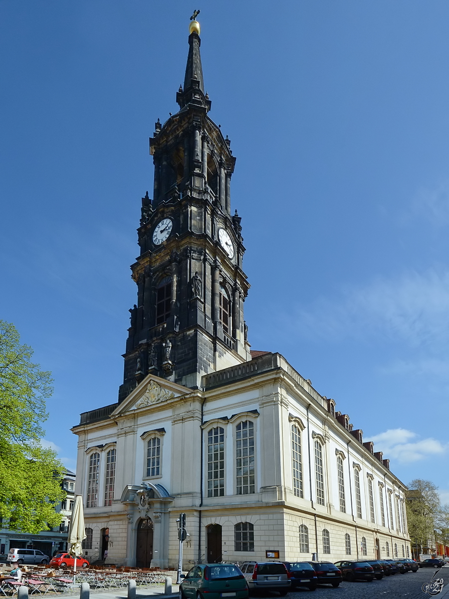 Die barocke Dreiknigskirche wurde von 1732 bis 1739 erbaut. (Dresden, April 2014)