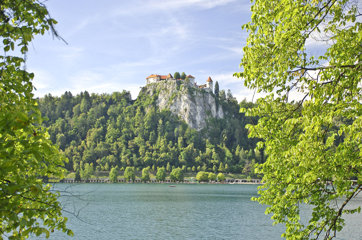 Die Burg von Bled. Aufnahme: 2. August 2016.