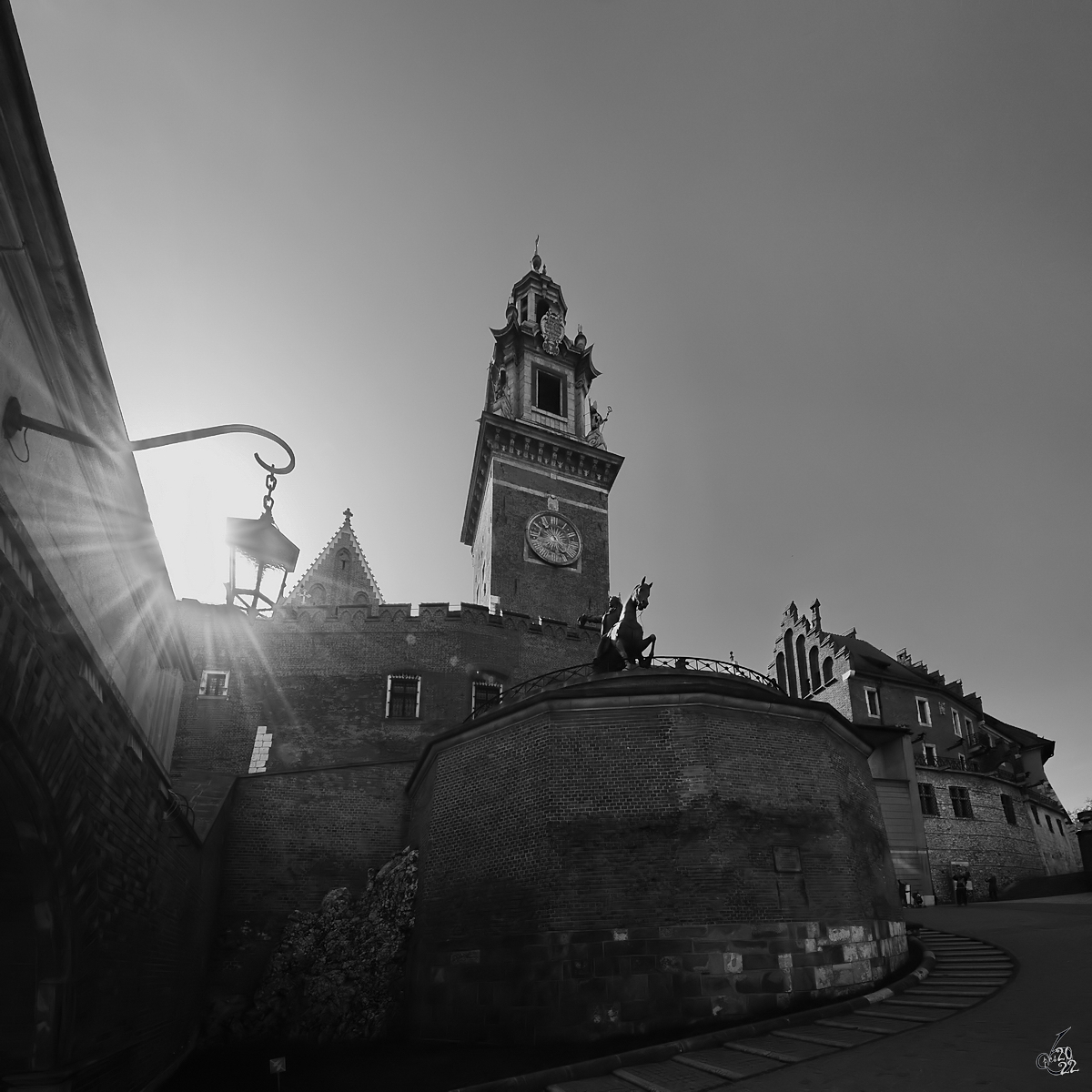 Die Burg Wawel im Gegenlicht. (Krakau, April 2014)