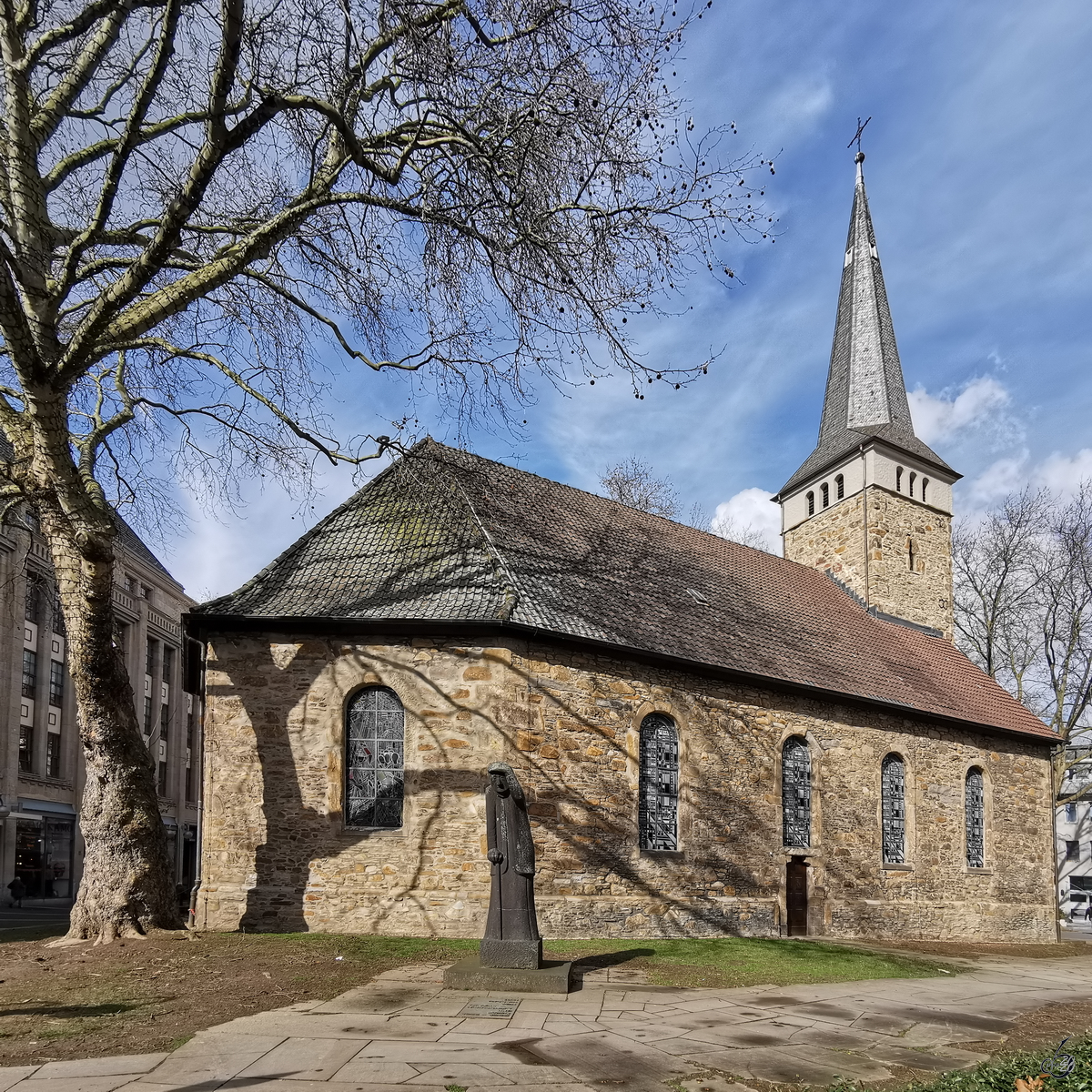 Die Evangelische Pauluskirche im Bochumer Zentrum wurde im Zeitraum 1655 bis 1659 errichtet. (Mrz 2020)