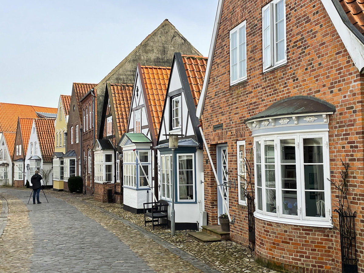 Die Gasse Uldgade in Tnder (deutsch: Tondern - friesisch: Tuner) in Snderjylland/Nordschleswig. Aufnahme: 22. Februar 2021.