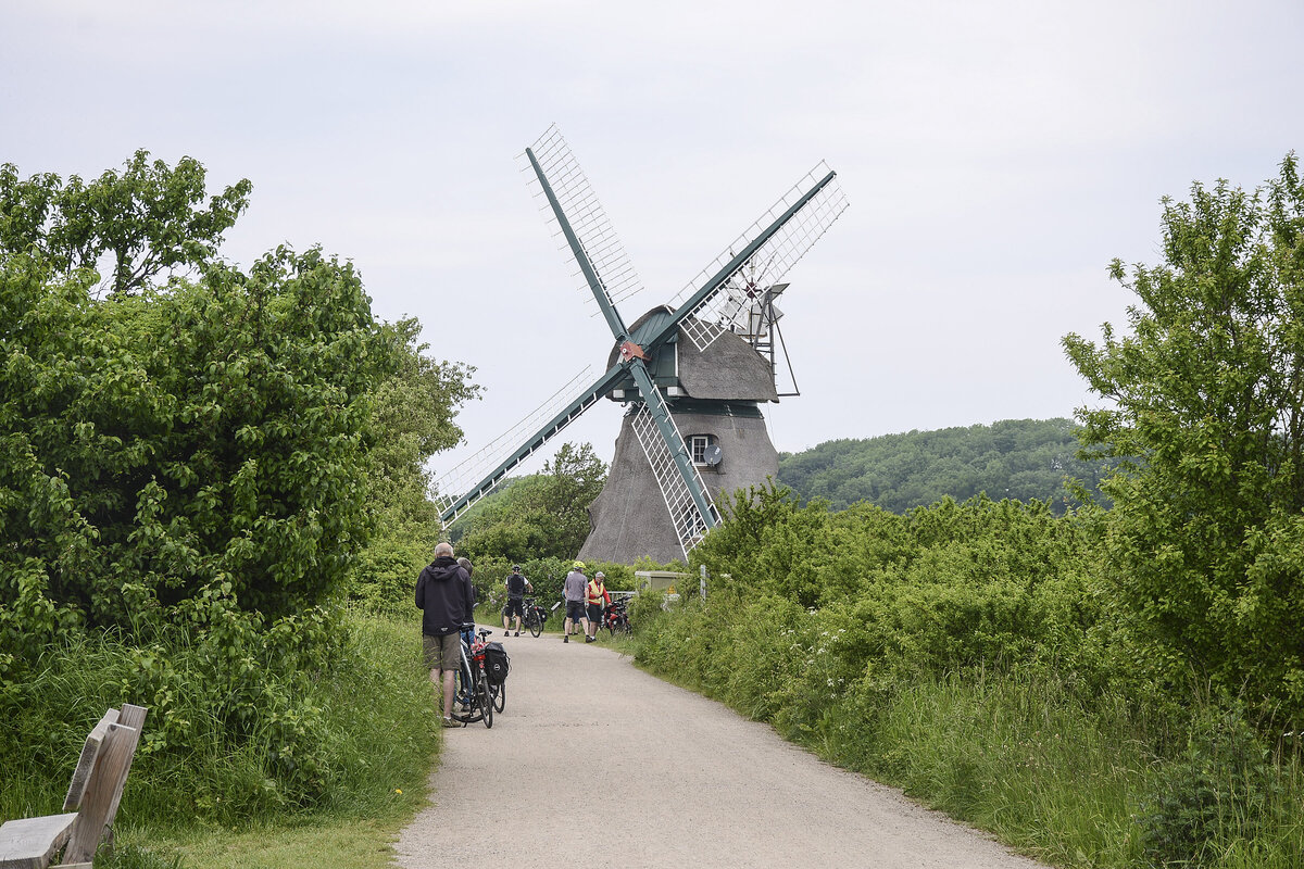 Die Hollndermhle Charlotte am Geltinger Birk in Nordangeln (Kreis Schleswig-Flensburg). Aufnahme: 7. Juni 2021.