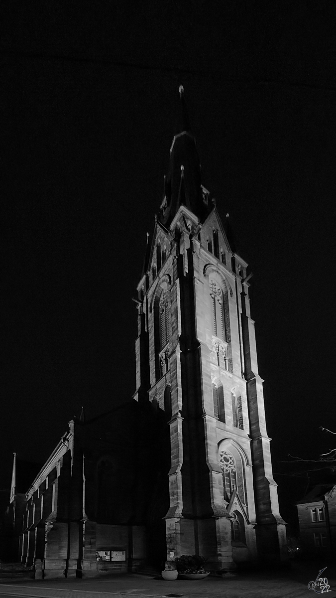 Die in den Jahren von 1888 bis 1890 entstandene rmisch-katholische Pfarrkirche St. Ludwig wurde im neugotischen Stil gestaltet. (Dezember 2014)