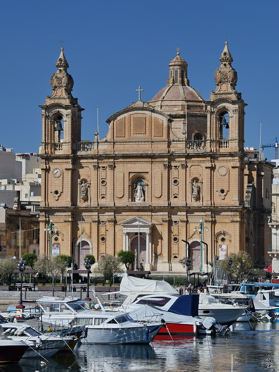 Die Kirche des heiligen Josef (Knisja ta’ San Ġużepp) in Msida wurde von 1891 bis 1894 im neobarocken Stil erbaut. (Oktober 2017)